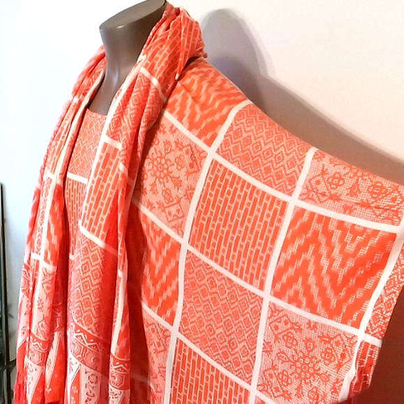 Stunning 2pc Orange Gaucho top & wrap - Picture 3 of 16
